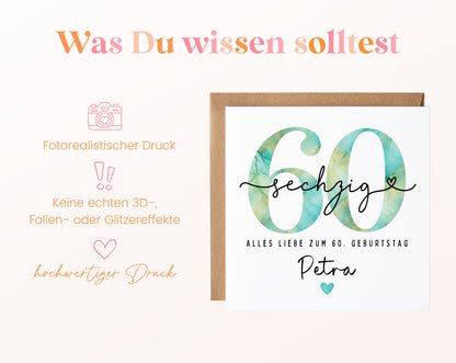60. Geburtstag – Hinweise zur gedruckten Karte