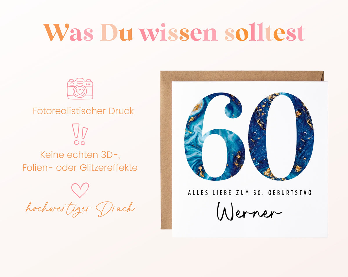 60. Geburtstag – Hinweise zur gedruckten Karte