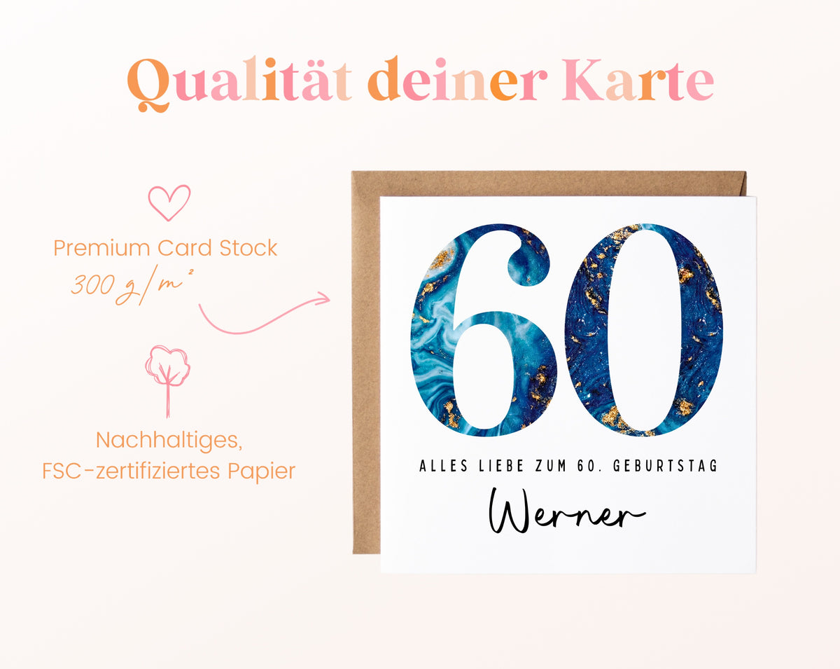 60. Geburtstag – Kartenpapier mit 300 g/m²