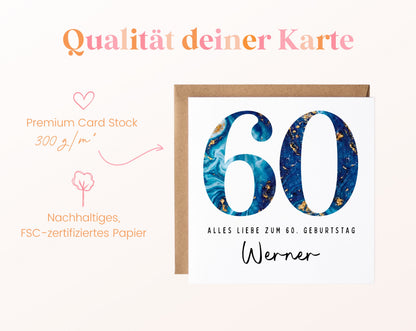 60. Geburtstag – Kartenpapier mit 300 g/m²
