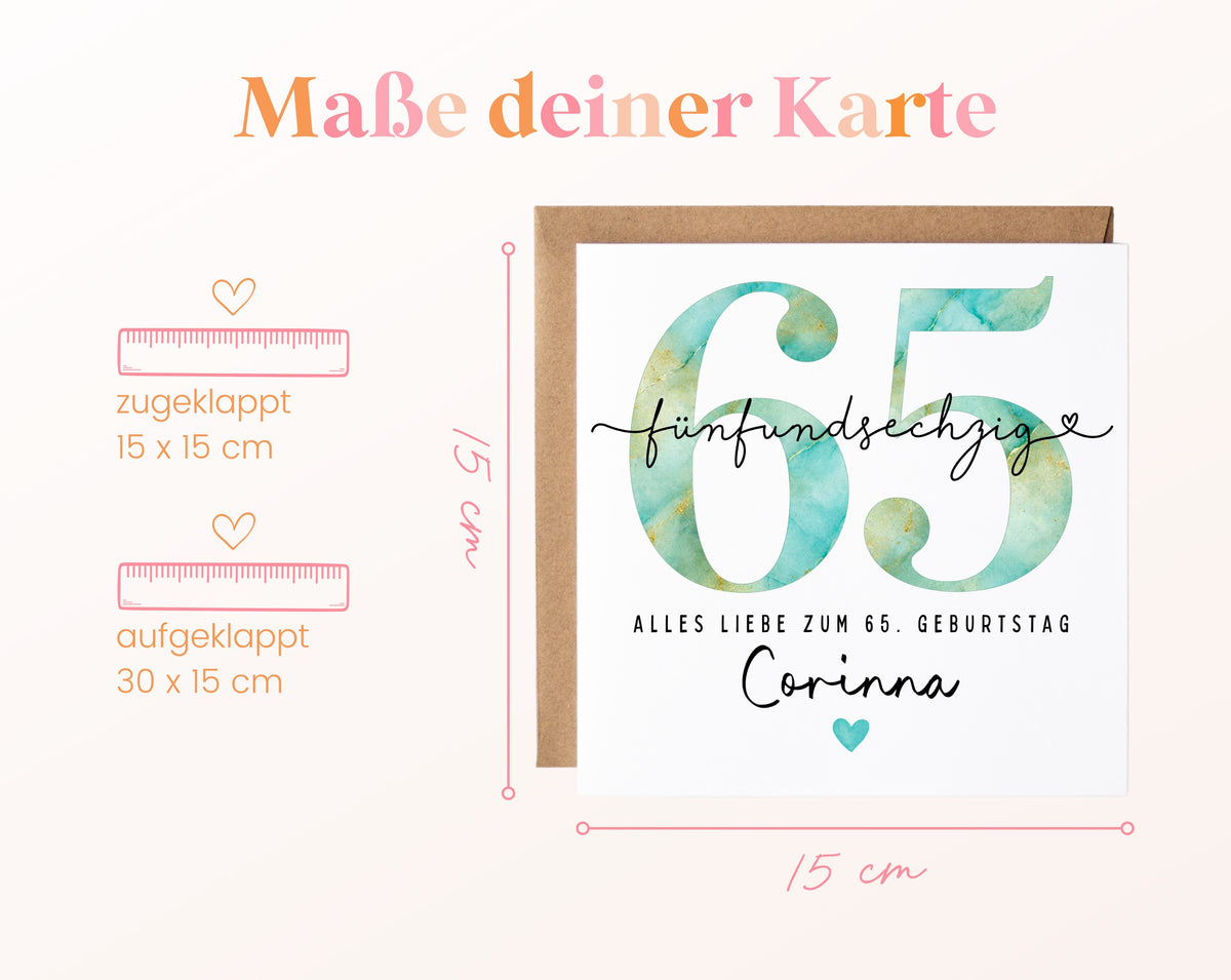 65. Geburtstag – Kartenformat und Maße