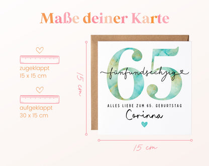 65. Geburtstag – Kartenformat und Maße