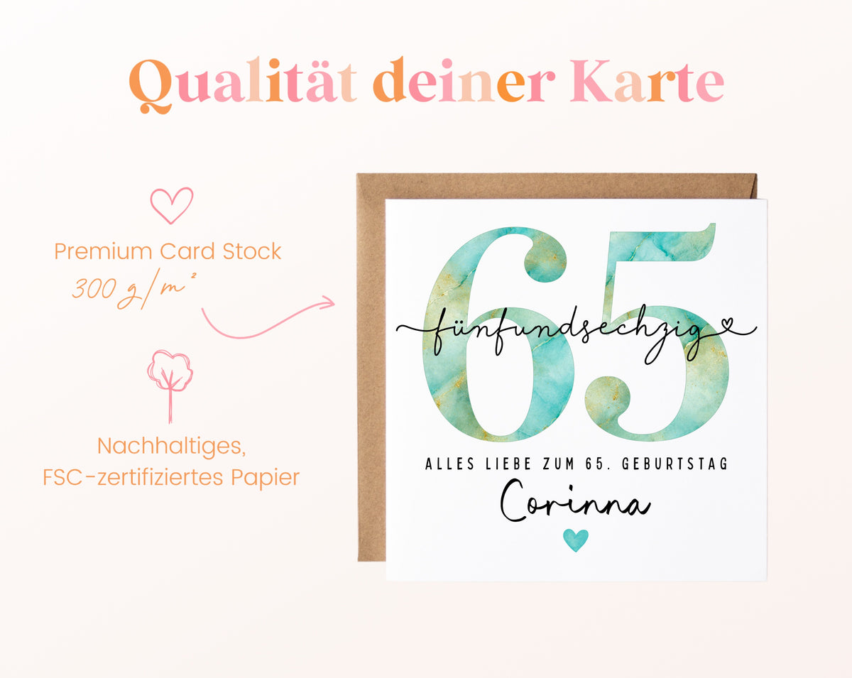 65. Geburtstag – Kartenpapier mit 300 g/m²