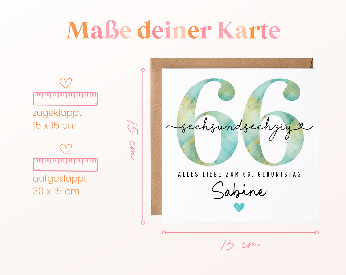 66. Geburtstag – Kartenformat und Maße
