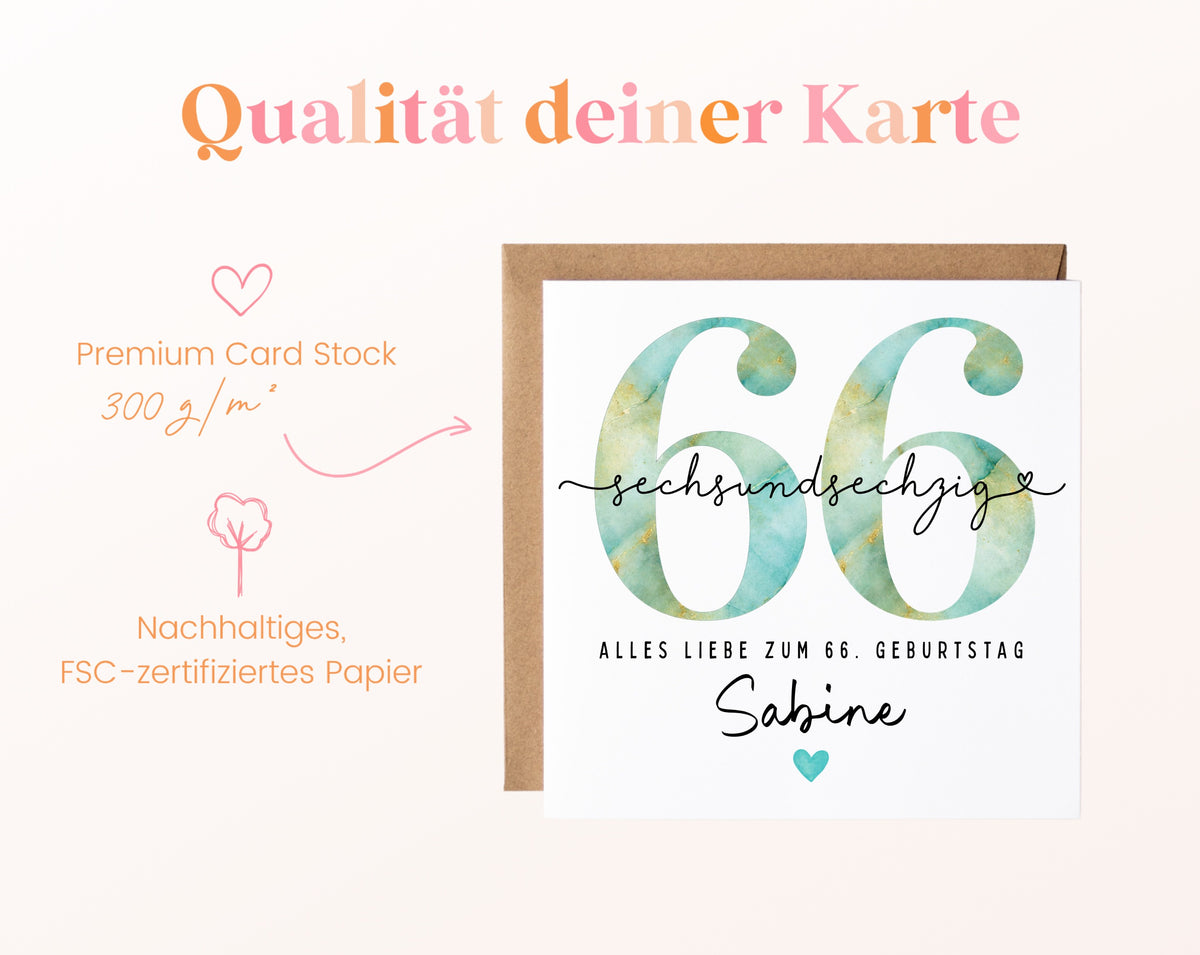 66. Geburtstag – Kartenpapier mit 300 g/m²