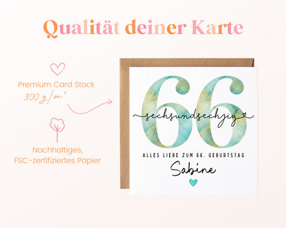 66. Geburtstag – Kartenpapier mit 300 g/m²