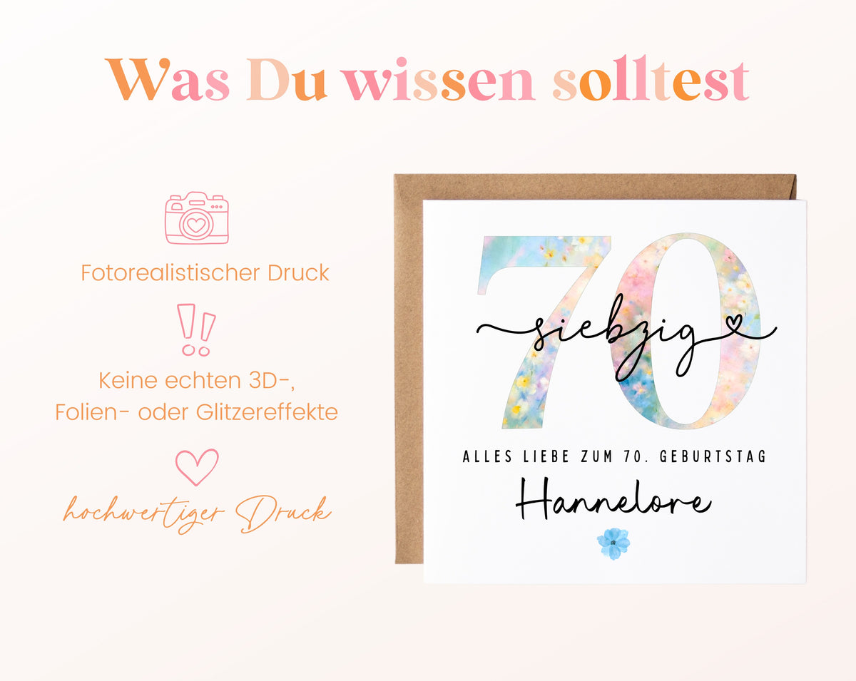 70. Geburtstag – Hinweise zur gedruckten Karte