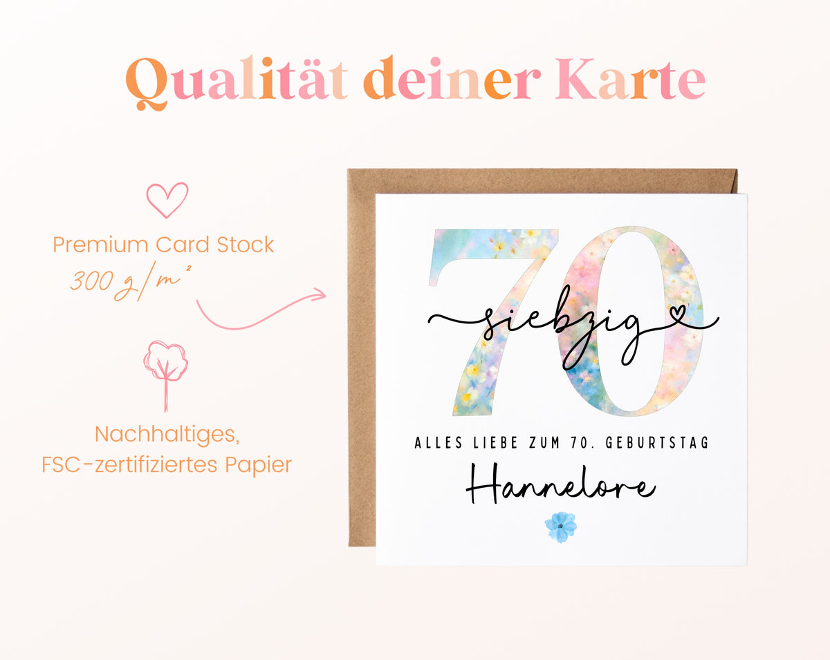 70. Geburtstag – Kartenpapier mit 300 g/m²