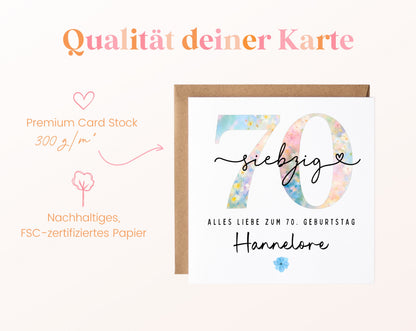 70. Geburtstag – Kartenpapier mit 300 g/m²