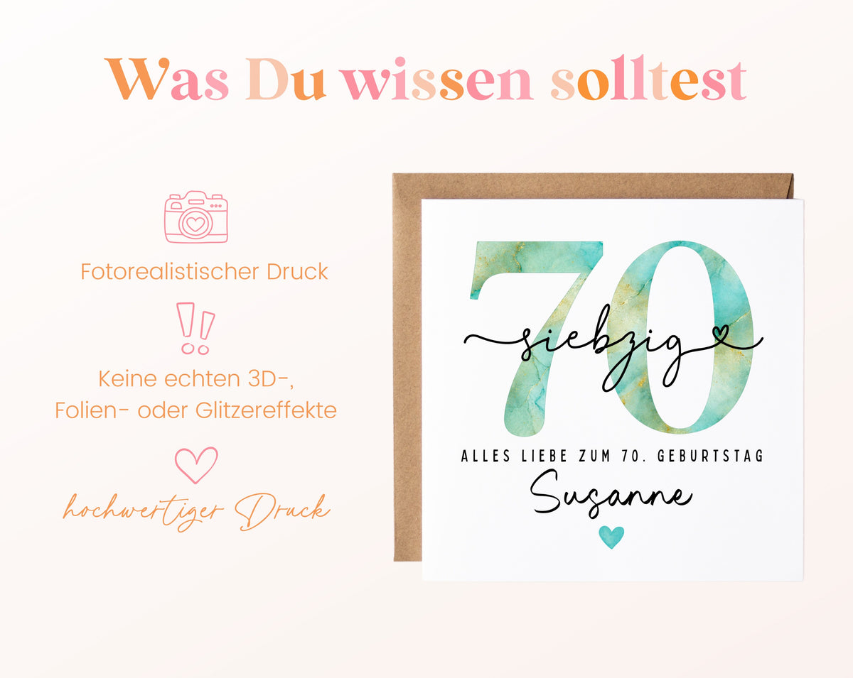 70. Geburtstag – Hinweise zur gedruckten Karte