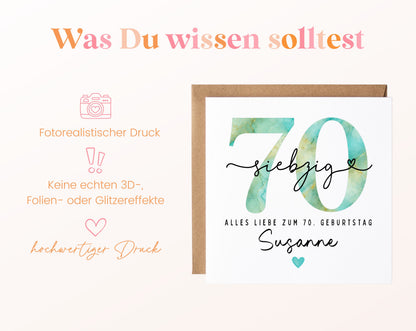70. Geburtstag – Hinweise zur gedruckten Karte
