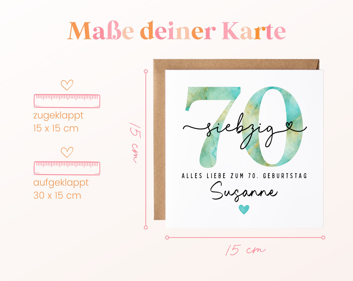 70. Geburtstag – Kartenformat und Maße