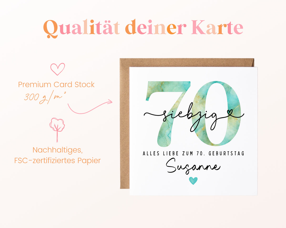 70. Geburtstag – Kartenpapier mit 300 g/m²