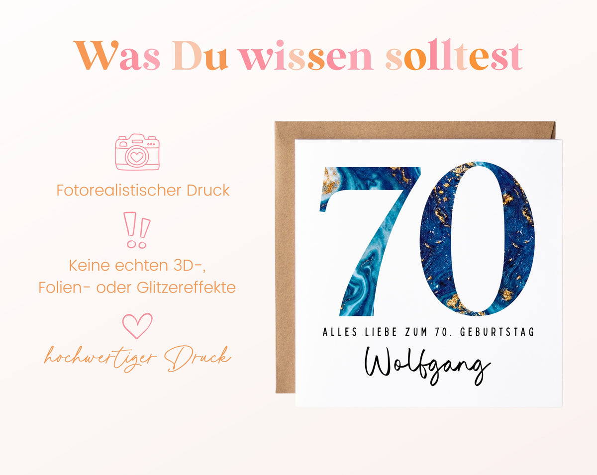 70. Geburtstag – Hinweise zur gedruckten Karte