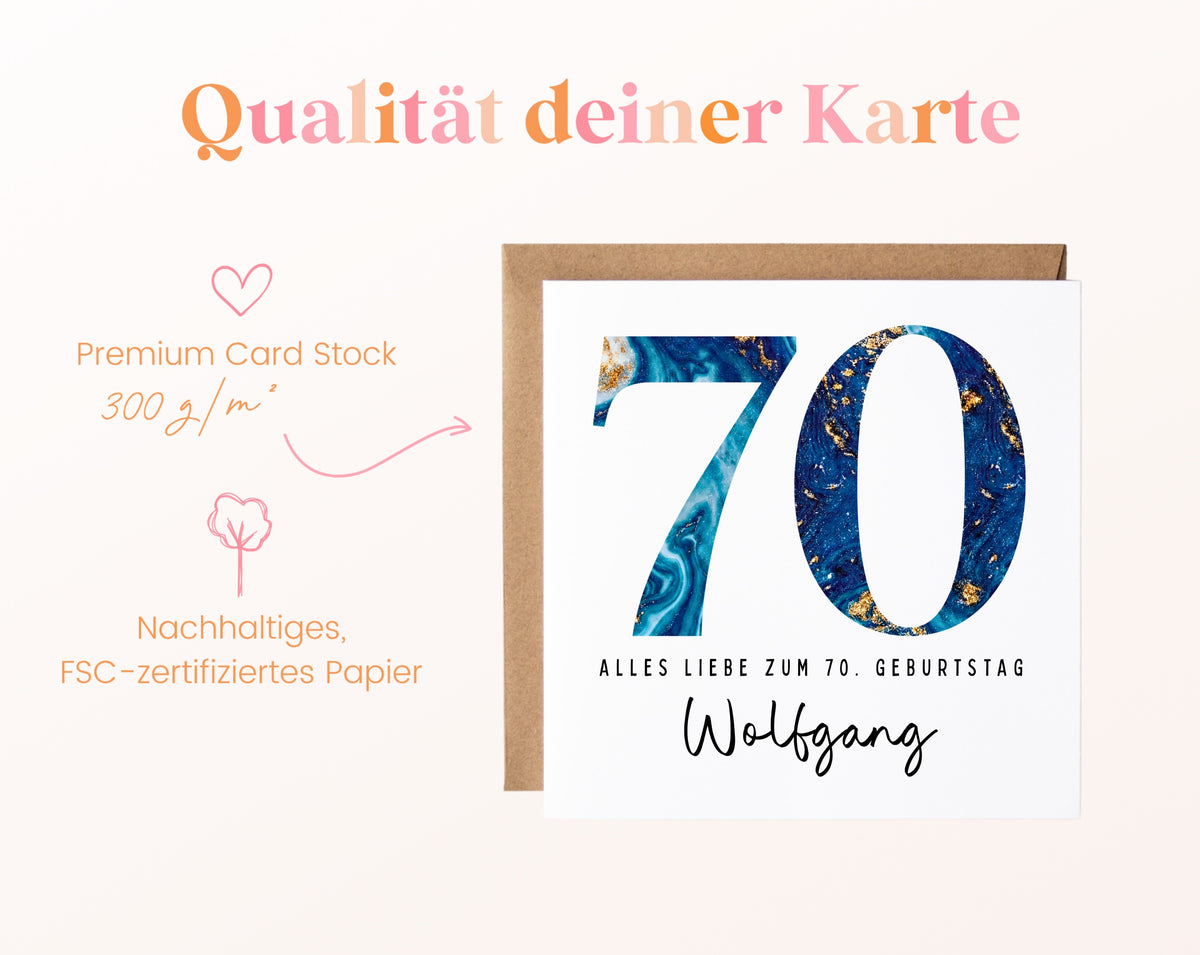 70. Geburtstag – Kartenpapier mit 300 g/m²