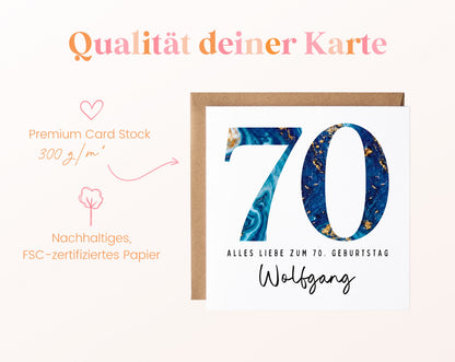 70. Geburtstag – Kartenpapier mit 300 g/m²