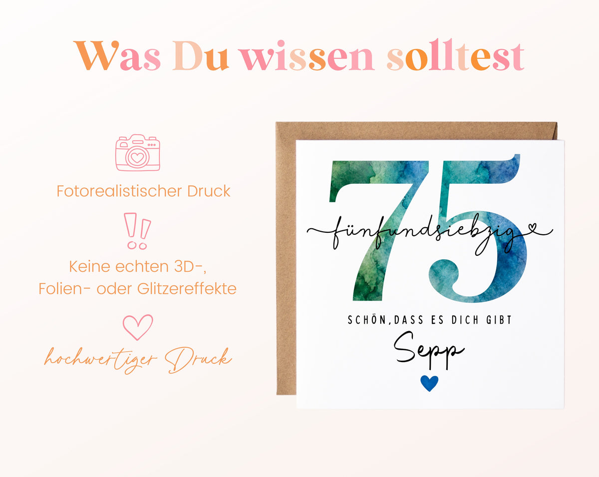 75. Geburtstag – Hinweise zur gedruckten Karte