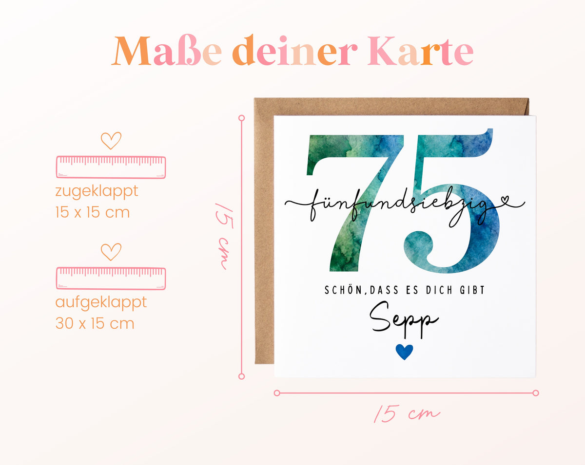 75. Geburtstag – Kartenformat und Maße