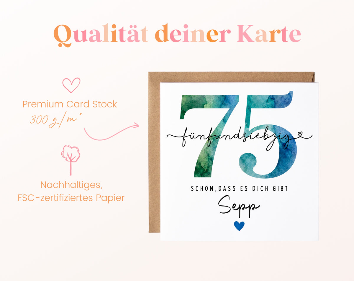 75. Geburtstag – Kartenpapier mit 300 g/m²