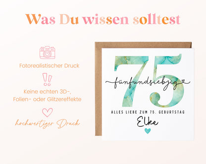 75. Geburtstag – Hinweise zur gedruckten Karte