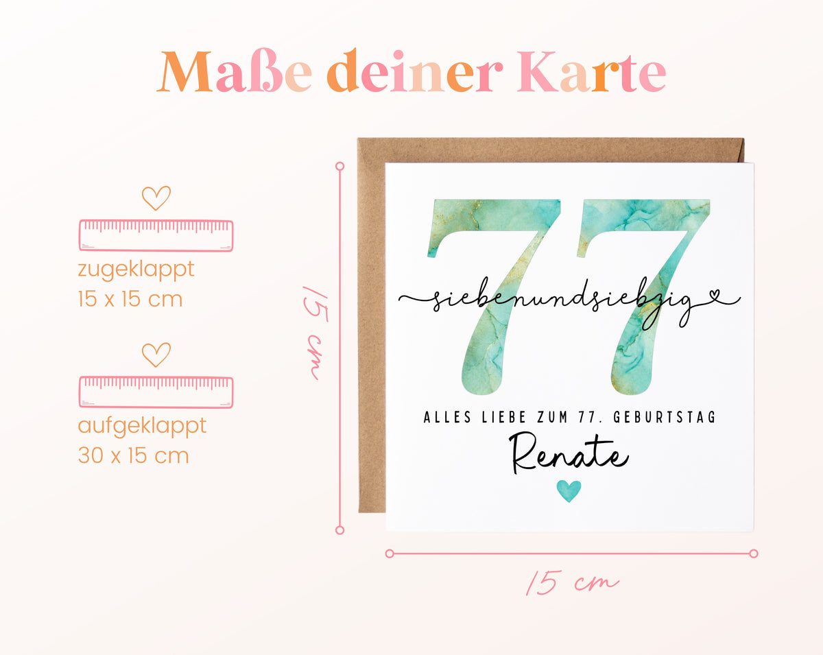 77. Geburtstag – Kartenformat und Maße