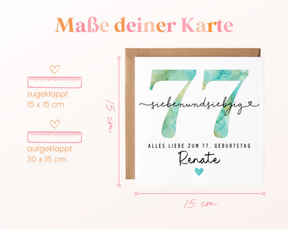 77. Geburtstag – Kartenformat und Maße