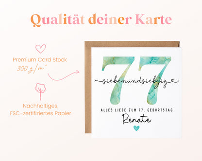 77. Geburtstag – Kartenpapier mit 300 g/m²