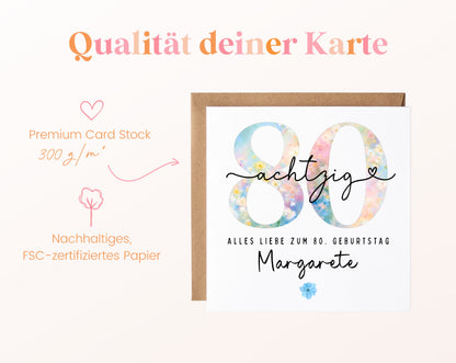 80. Geburtstag – Kartenpapier mit 300 g/m²