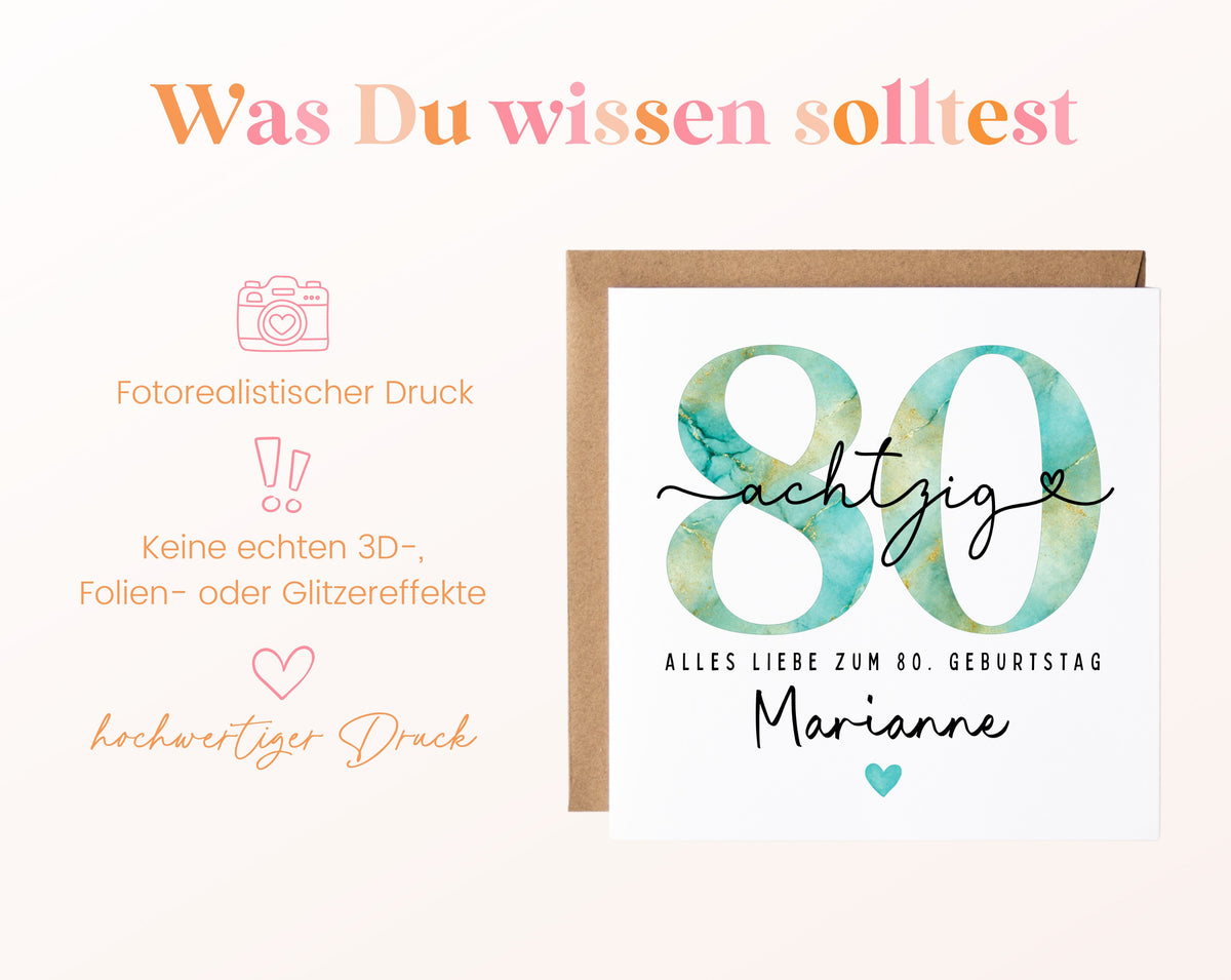 80. Geburtstag – Hinweise zur gedruckten Karte