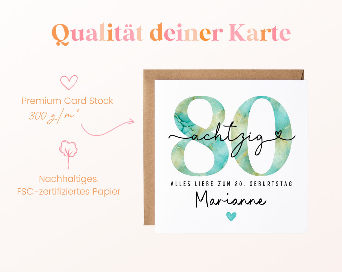 80. Geburtstag – Kartenpapier mit 300 g/m²