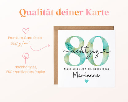 80. Geburtstag – Kartenpapier mit 300 g/m²