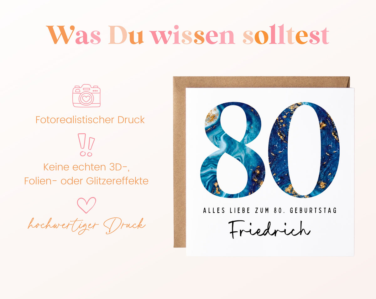 80. Geburtstag – Hinweise zur gedruckten Karte