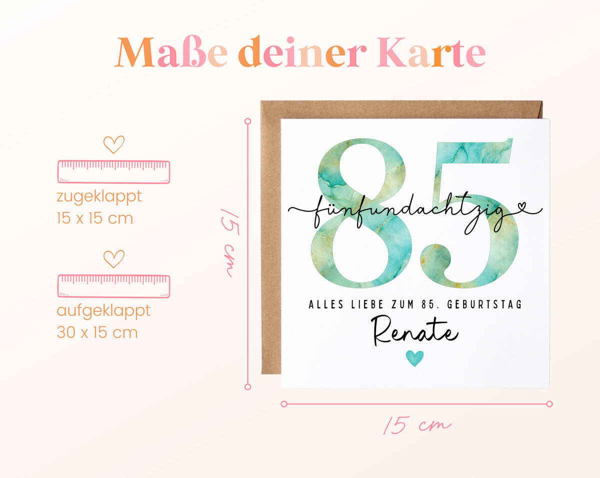85. Geburtstag – Kartenformat und Maße