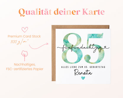 85. Geburtstag – Kartenpapier mit 300 g/m²