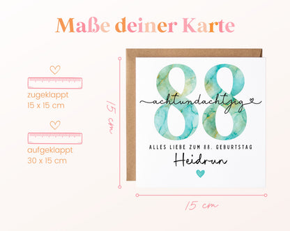 88. Geburtstag – Kartenformat und Maße