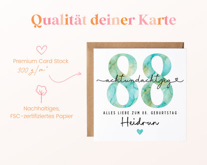 88. Geburtstag – Kartenpapier mit 300 g/m²