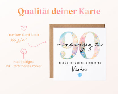 90. Geburtstag – Kartenpapier mit 300 g/m²