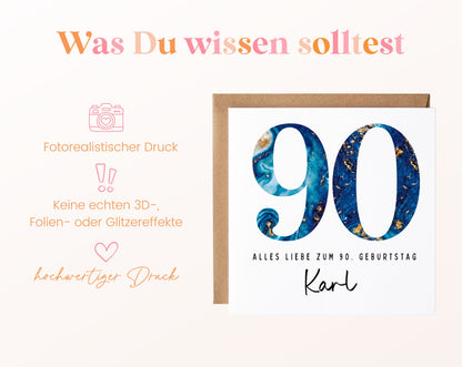 90. Geburtstag – Hinweise zur gedruckten Karte