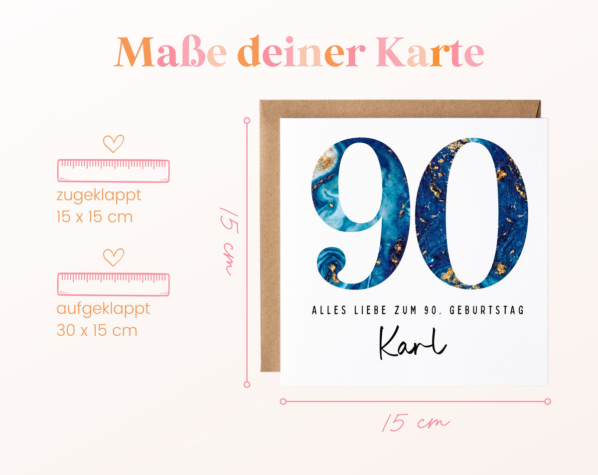 90. Geburtstag – Kartenformat und Maße