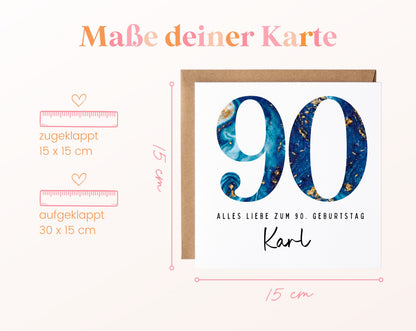 90. Geburtstag – Kartenformat und Maße
