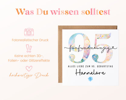95. Geburtstag – Hinweise zur gedruckten Karte