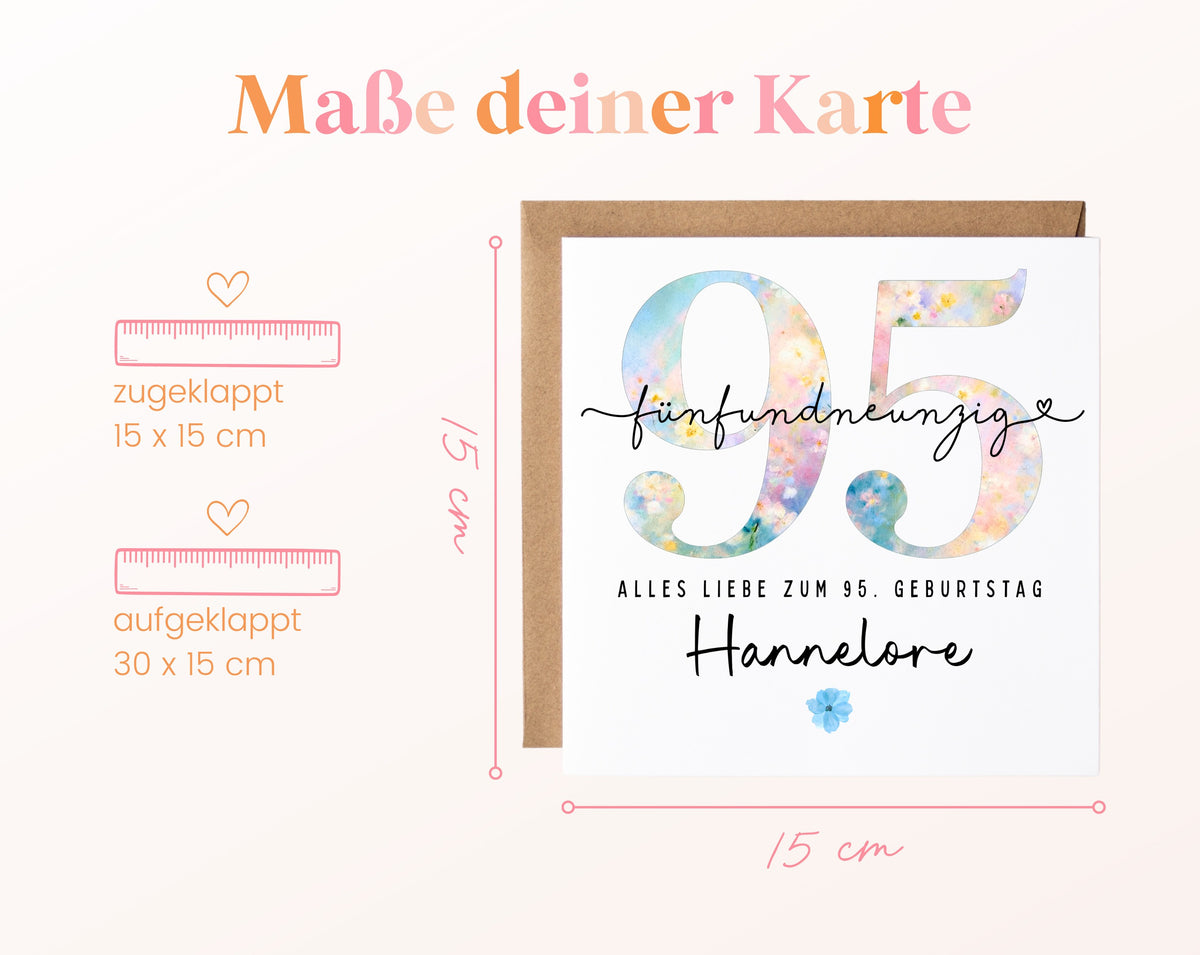 95. Geburtstag – Kartenformat und Maße