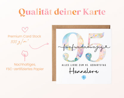 95. Geburtstag – Kartenpapier mit 300 g/m²