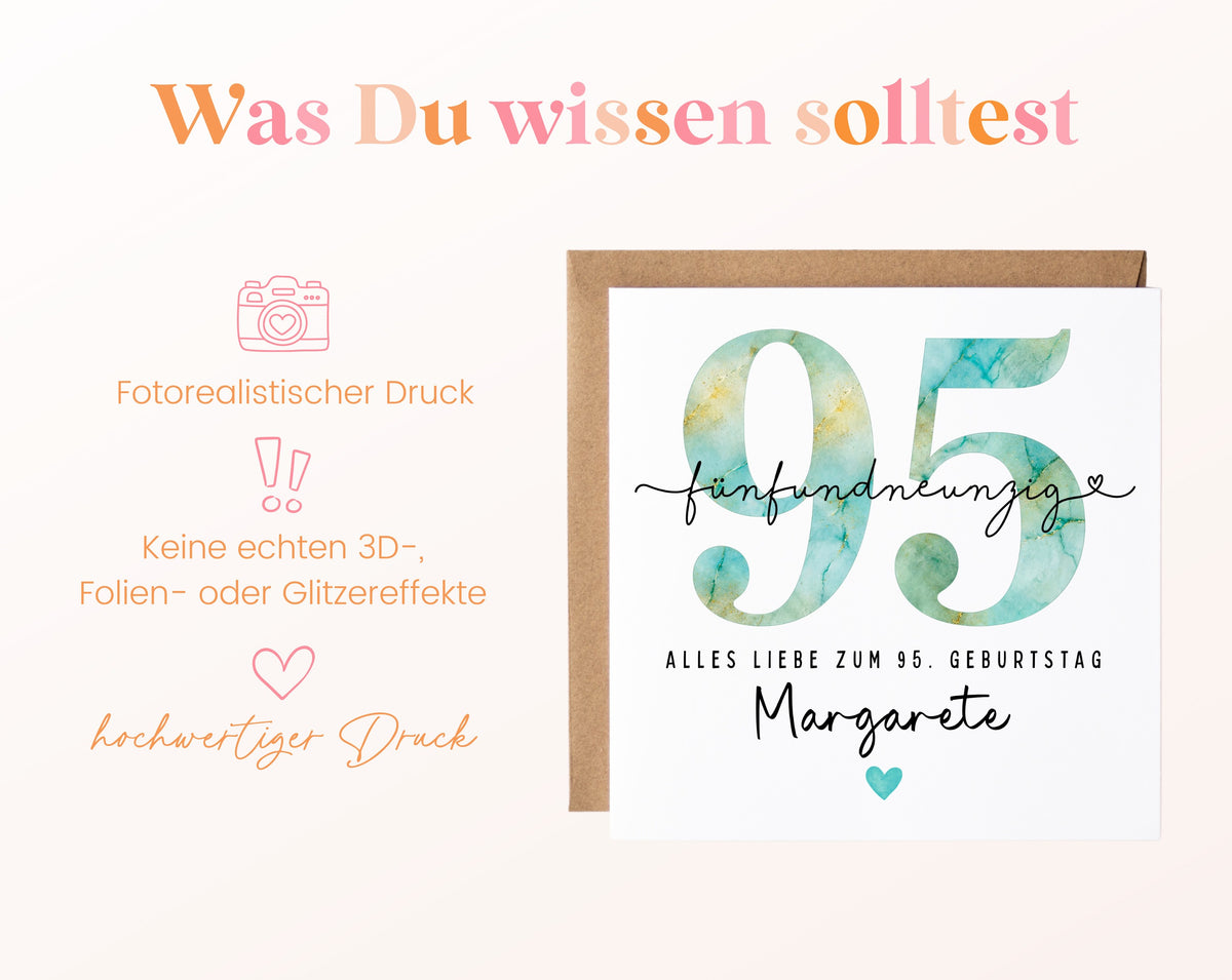 95. Geburtstag – Hinweise zur gedruckten Karte