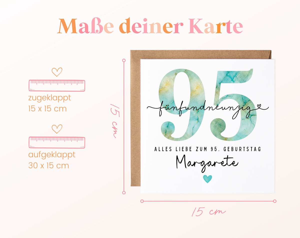 95. Geburtstag – Kartenformat und Maße