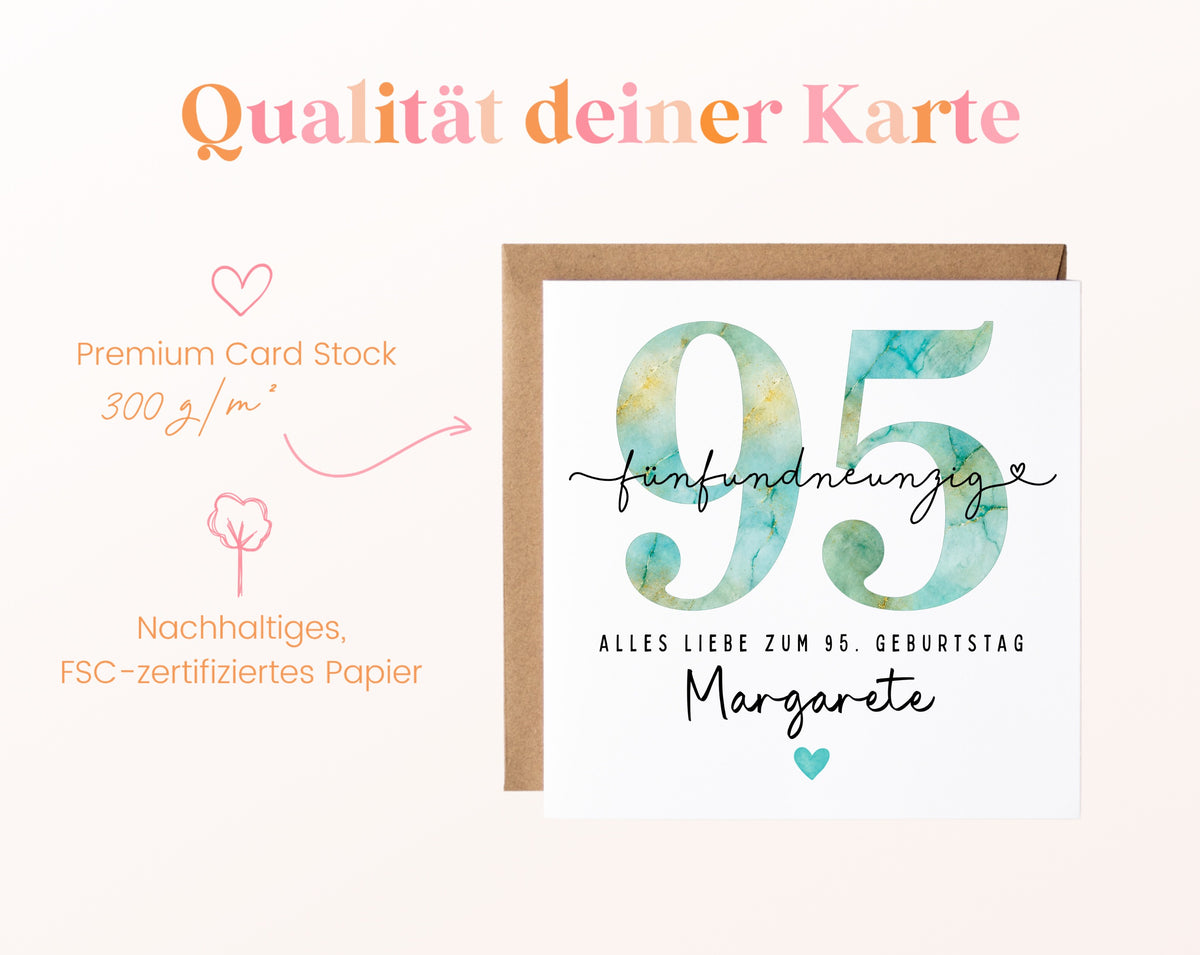 95. Geburtstag – Kartenpapier mit 300 g/m²