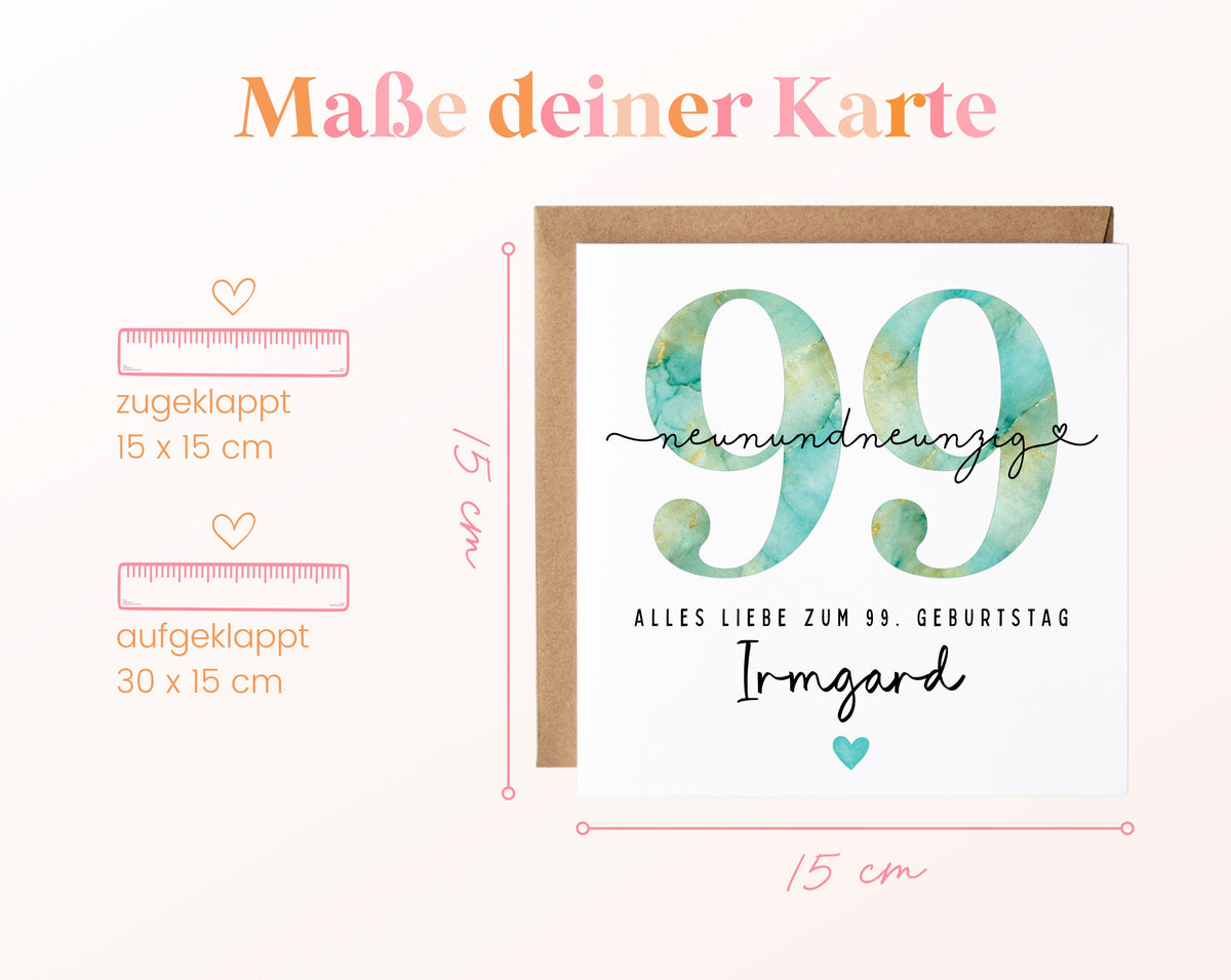 99. Geburtstag – Kartenformat und Maße