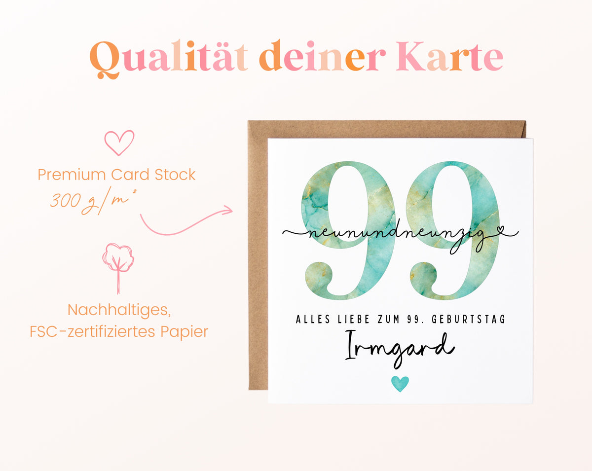 99. Geburtstag – Kartenpapier mit 300 g/m²