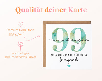 99. Geburtstag – Kartenpapier mit 300 g/m²