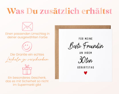 Geburtstagskarte zum 30. – Für meine beste Freundin – Zusätzliche Produktinformationen